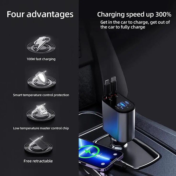 120W Retractable Car Charger